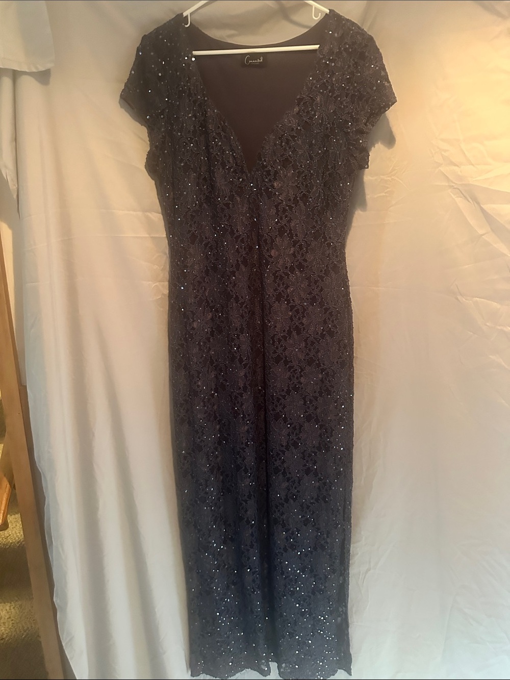connected apparel Blue jLace Sequin Maxi Dress